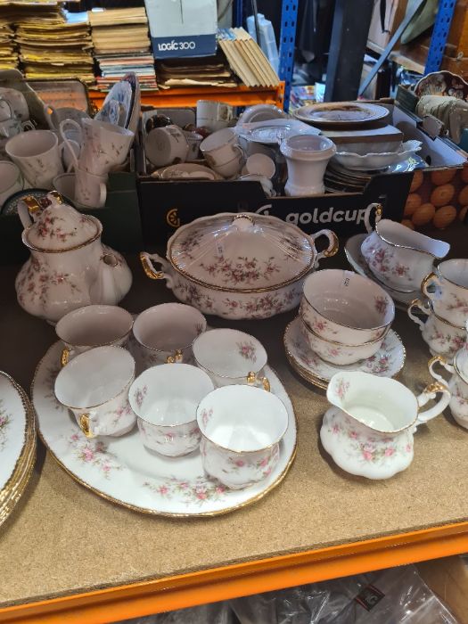 A selection of Paragon china, Victorian Rose pattern, including lidded tureens, various plates, teap - Image 2 of 2