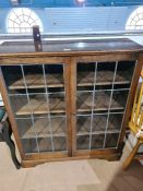 Ab old oak leaded glass bookcase