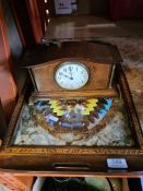 An Edwardian mantle clock by H. Stokes and a butterfly tray