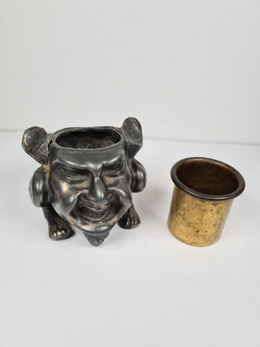 Early 20th Century grotesque ink well, laughing face and feet, complete with liner; together with a - Image 8 of 8