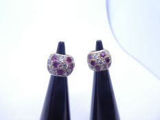 Two 9ct yellow gold 'Pandora' style charms, pave set synthetic rubies and cubic zirconia, unmarked,