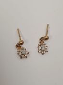 Pair of 9ct yellow gold opal and cubic zirconia cluster earrings, marked 375, 0.84g approx, no butte