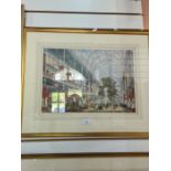 Two coloured prints of Crystal Palace exhibition and a print of Birds after Goulu