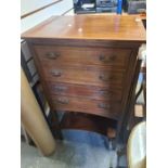 Three pieces of inlaid Edwardian furniture to include folding table, fire guard and sheet music ches