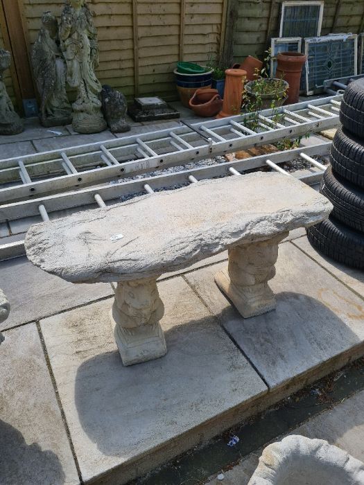Timber Seat - large straight timber seat on squirrel plinths - Image 6 of 6