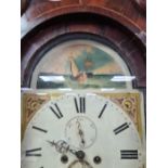 A longcase clock with painted dial depicting sail boats