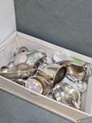 Of shipping interest, a small box of silver plated items relating to "P & O" Shipping Company and si