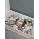 Of shipping interest, a small box of silver plated items relating to "P & O" Shipping Company and si