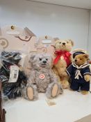 Three Steiff teddy bears, one being the Titanic Centenary example by Danbury Mint, and one other bea