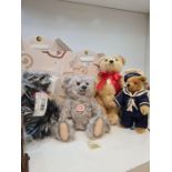 Three Steiff teddy bears, one being the Titanic Centenary example by Danbury Mint, and one other bea