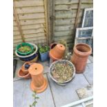 A selection of various garden containers including glazed and terracotta, etc