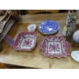 A Victorian blush Ivory jug (A/F) and sundry china and glassware