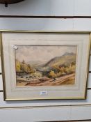 A watercolour, Borrowdale by Philip Mitchell, 1864 and one other watercolour landscape by G Sotterin