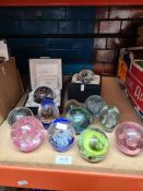 Two boxed Caithness paperweights and others