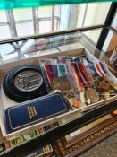 Medals; World War II pair, Queen Elizabeth Coronation Medal, NATO medals, UN medal, National Service