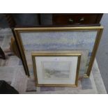 Sundry pictures and a gilt plaster wall mirror