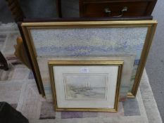 Sundry pictures and a gilt plaster wall mirror