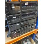 A vintage Denon cassette deck, CD player, Receiver, etc to include Kenwood and Sony, etc