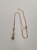 9ct yellow gold necklace hung with a pendant set with a single diamond, approx 0.10 carat, approx 1.