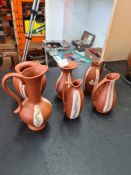 Six items in this lot:  A group of six late 1950s West German Sawa Keramik 'Sigillata' terracotta sm