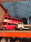 An old Triang tinplate London Double Decker bus and one other Triang lorry