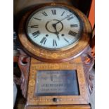 An inlaid drop dial wall clock and one other