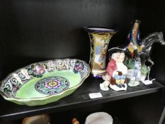 A mixed lot of ceramics to include a pottery plate by Barbara Clemence