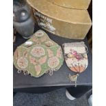 Two items in this lot:  A late Victorian or Edwardian beaded handbag or reticulr, circa 1900, with b