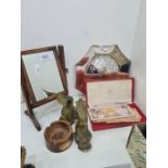 A mixed lot to include an apprentice style dressing mirror, a plated Jubilee style dish and foreign