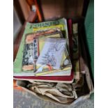 A vintage picnic case with contents, and sundry ephemera