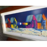 A Limited Edition print by Duncan MacGregor of Beach Huts and Washing Line, signed 45/195