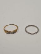 Platinum wedding band, marked Platinum, size K, 2.51g approx, together with an 18ct yellow gold diam