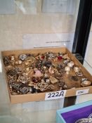 A tray of vintage and modern, mostly clip on earrings to include some Siamese silver examples