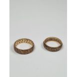 Two 9ct gold Eternity rings set with clear stones, both marked and sizes R & O, 7.7g approx