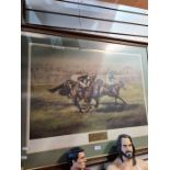 Two horse racing prints signed by Bob Champion and Pat Eddery