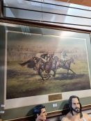 Two horse racing prints signed by Bob Champion and Pat Eddery