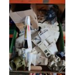 A quantity of Star Wars toys and figures and a tray of die cast vehicles