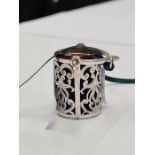 An interesting novelty silver pin cushion basket having a silver thimble inside. The basket with pre