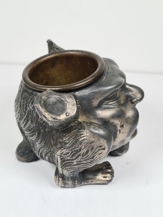 Early 20th Century grotesque ink well, laughing face and feet, complete with liner; together with a - Image 6 of 8
