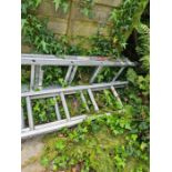 Two aluminium ladders, one being a step ladder