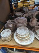 A selection of Paragon china, Victorian Rose pattern, including lidded tureens, various plates, teap
