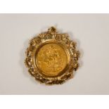 9ct gold mounted 22ct gold Full Sovereign, dated 1900 veiled head Victoria & George & the Dragon, Pe