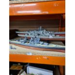 Three Airfix style model battleships to include Prince of Wales and Missouri