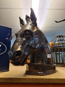 A pottery sculpture of horses head, unmarked