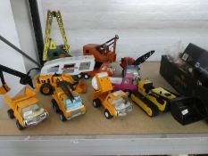 A quantity of vintage tinplate toys, mostly by Tonka and Marx