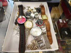 Tray fashion watches to include Breitling example, Sekonda etc