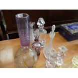 A quantity of coloured and clear glass items