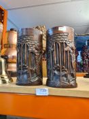 A pair of Chinese carved bamboo cylindrical vases