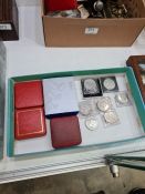 Four Royal Mint silver proof commemorative crowns and quantity of other crowns