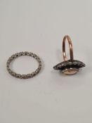 9ct yellow gold eternity ring, together 9ct and silver Camelot marcasite dress ring, gross weight ap